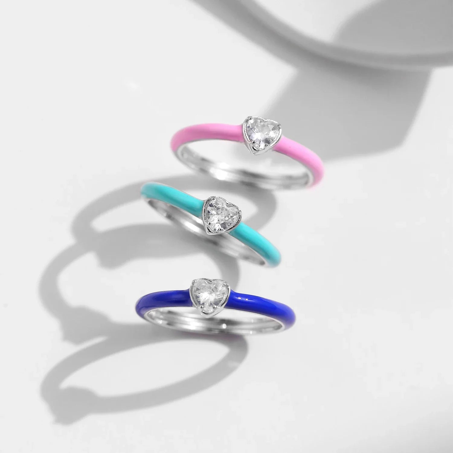 Bague Argent Femme | Bague Rose Bleu Turquoise