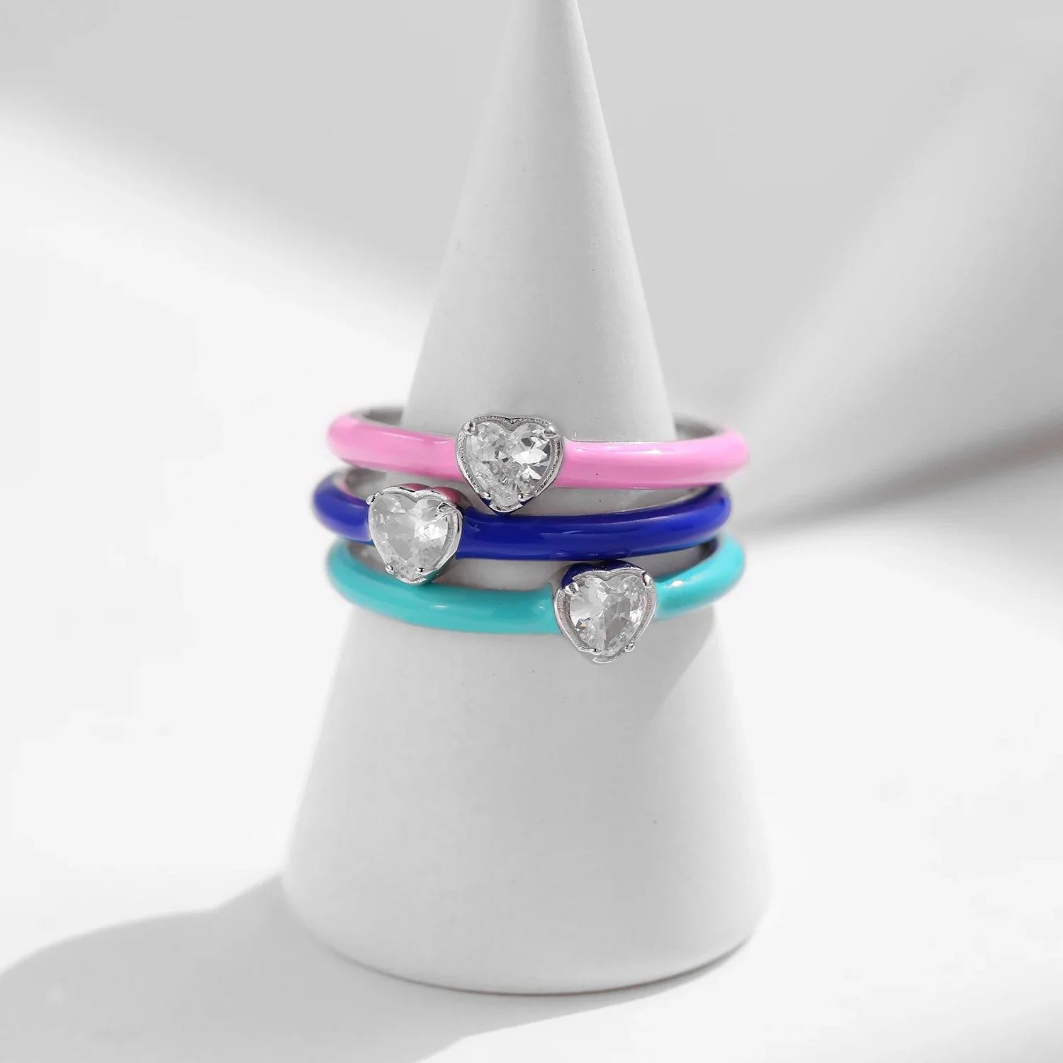 Bague Argent Femme | Bague Rose Bleu Turquoise