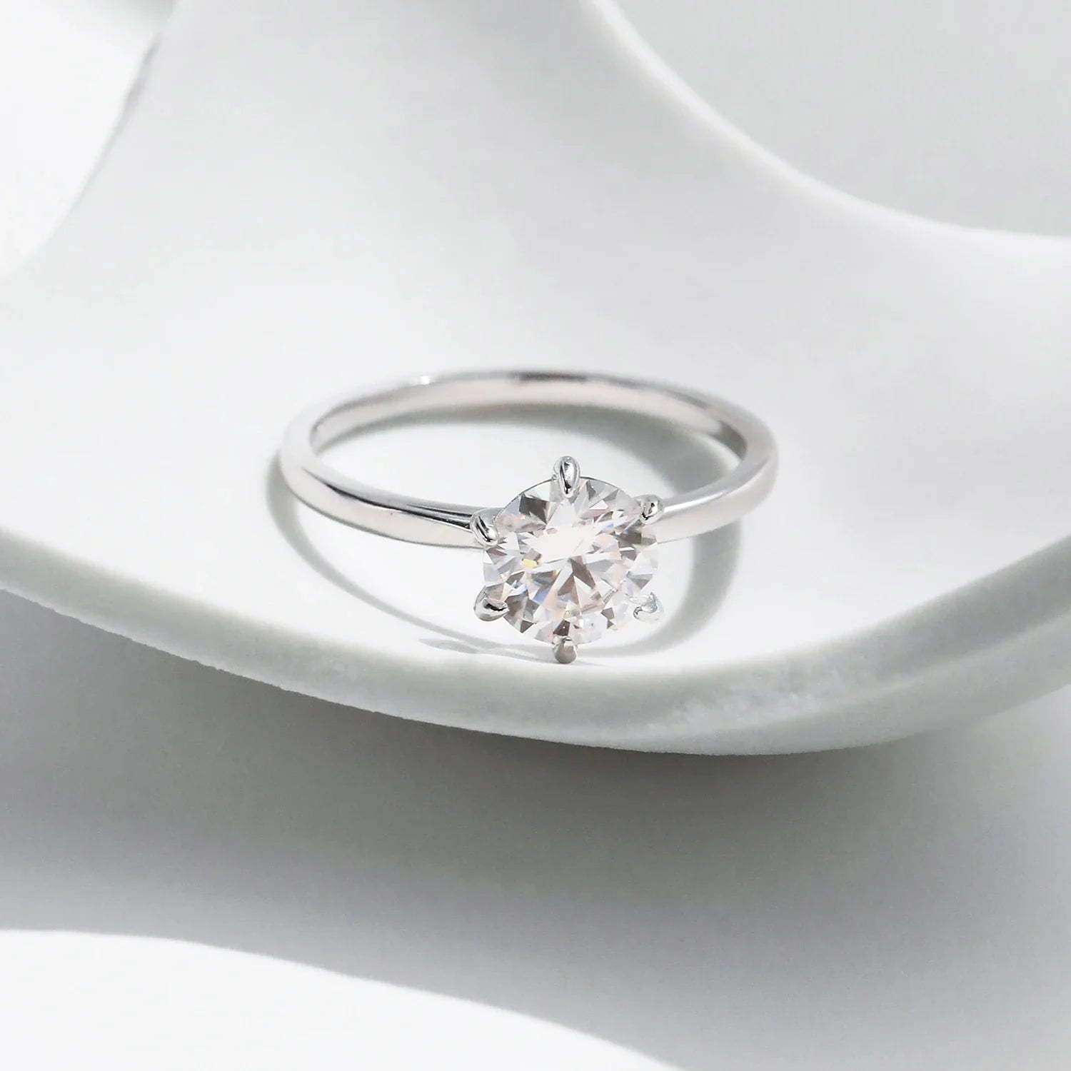 Bague De fiançailles Femme Argent Moissanite 1 carat