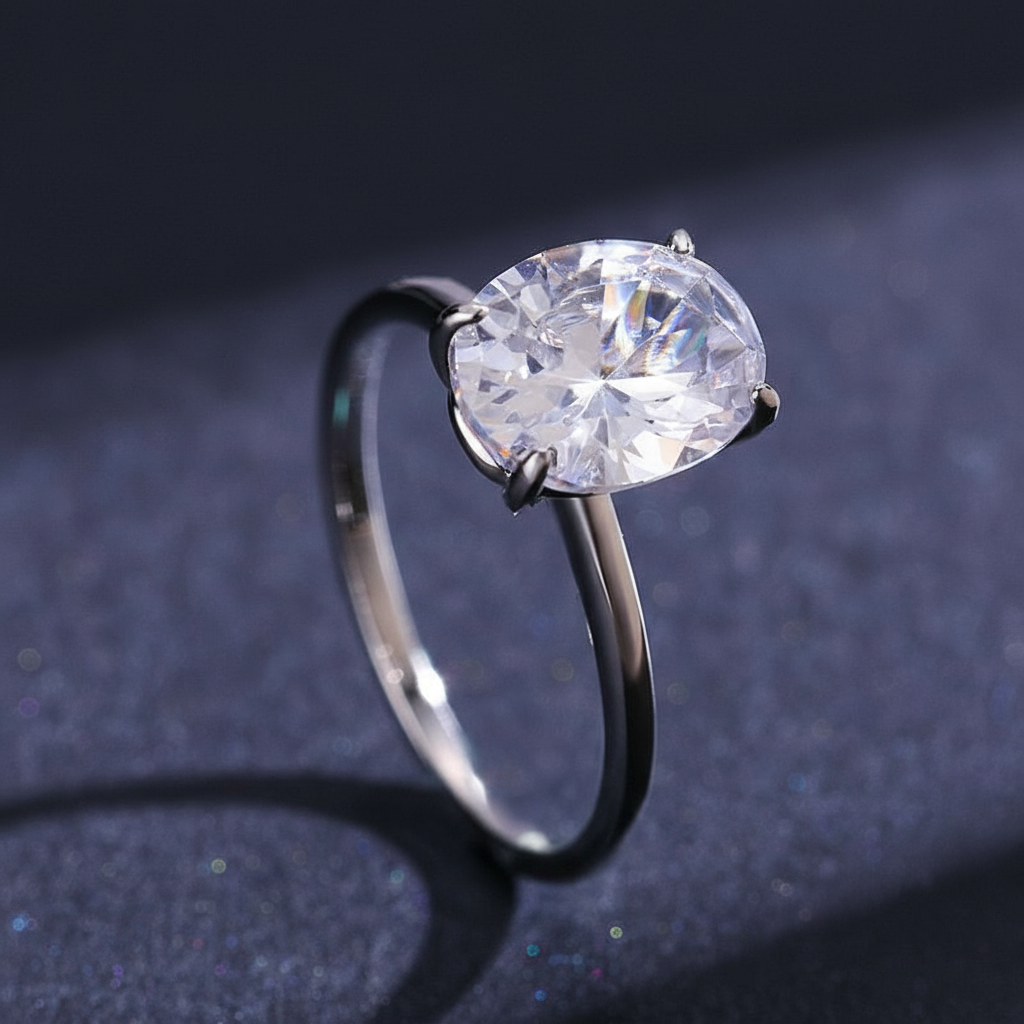 Bague de Fiançailles Solitaire | Bague Argent Femme