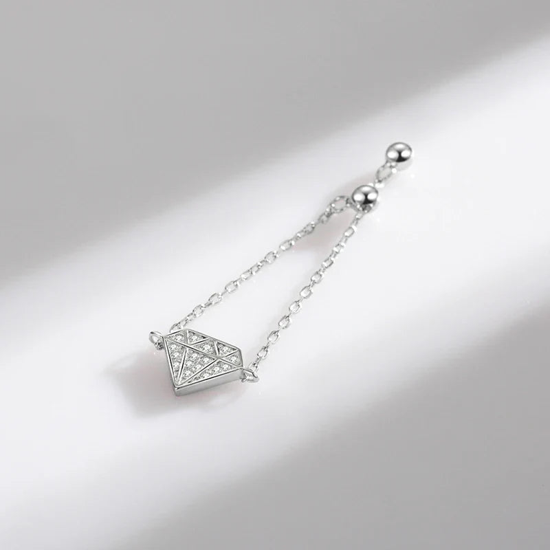 Bague Symbole Diamant Argent Femme | Bague Chaîne Réglable