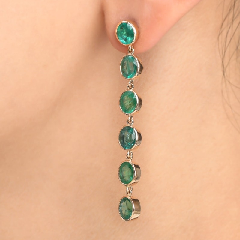 Boucle d’Oreille pendante emeraude