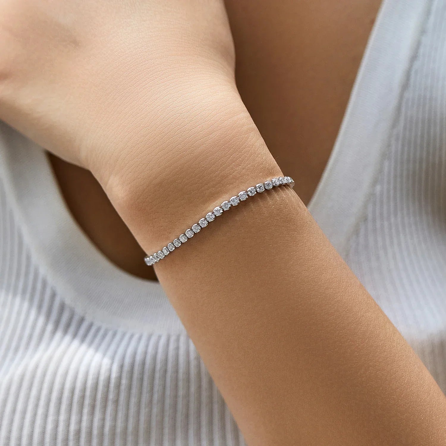 Bracelet Argent Femme | Sertis Semi-Clos