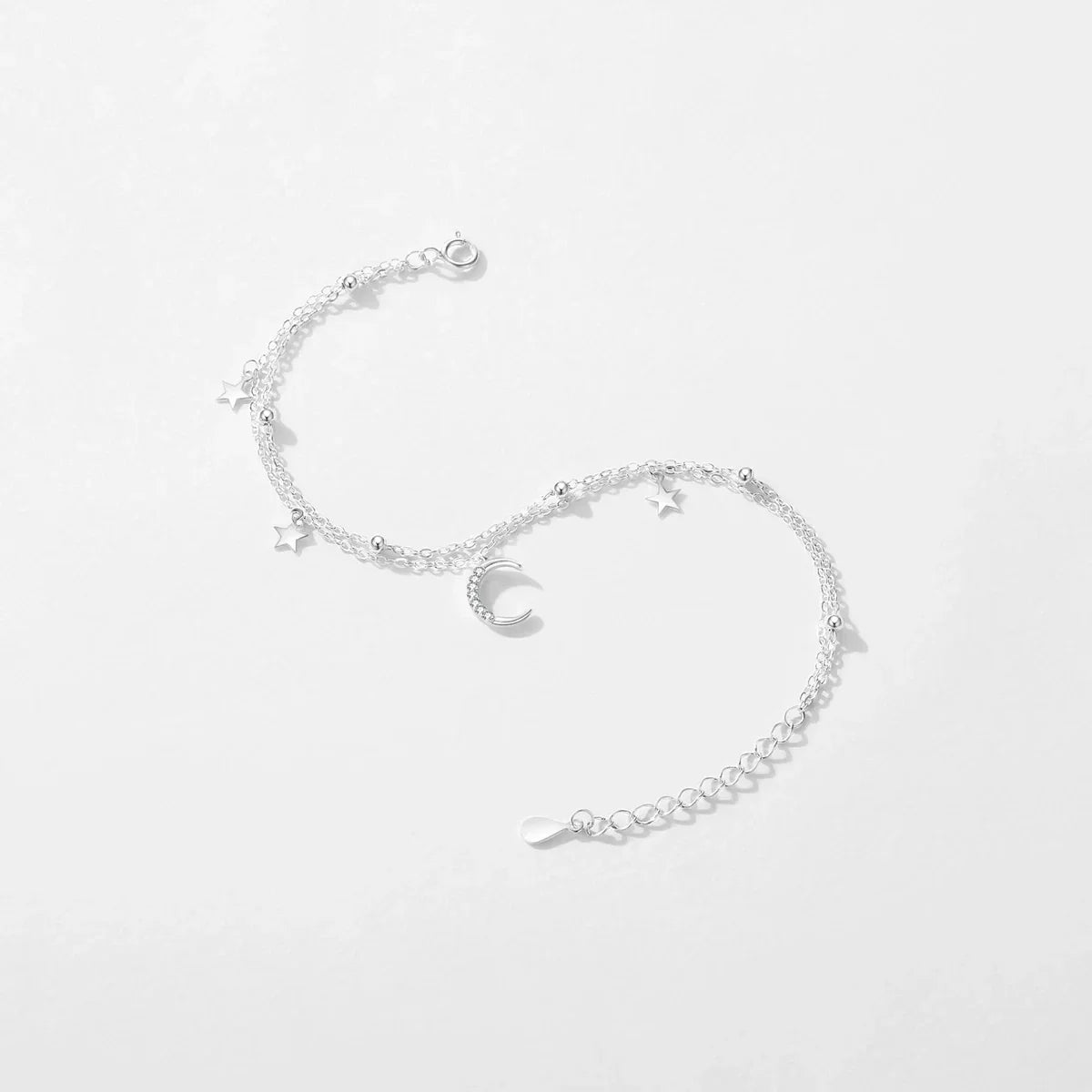 Bracelet Argent Lune & Étoiles | Bracelet Multi-rangs