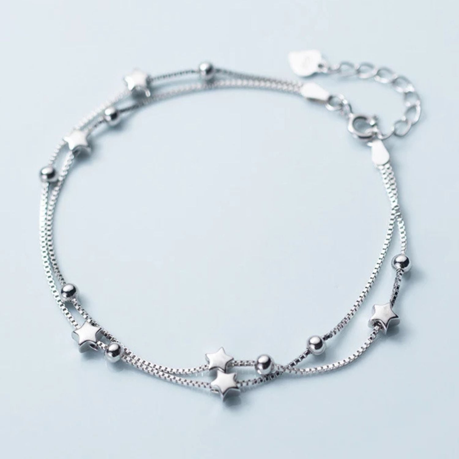 Bracelet Argent Multi-Rangs Étoiles | Bracelet Argent Femme