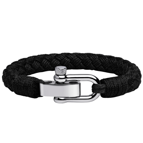 Bracelet Cordon Homme Noir Acier Inoxydable | Bijoux Homme