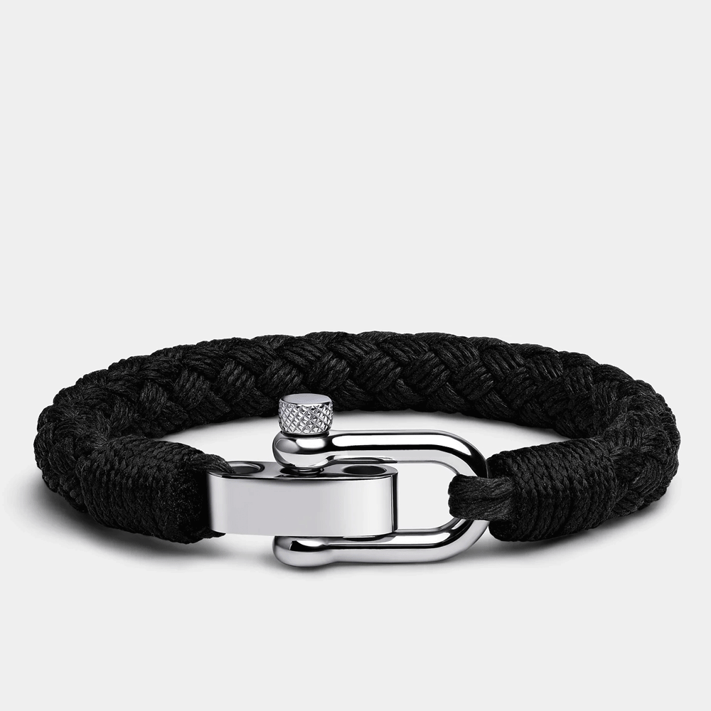 Bracelet Cordon Homme Noir Acier Inoxydable | Bijoux Homme