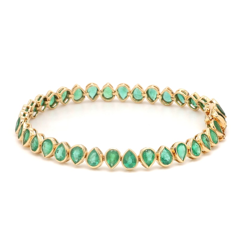 Bracelet émeraude poire - Or Jaune 18k