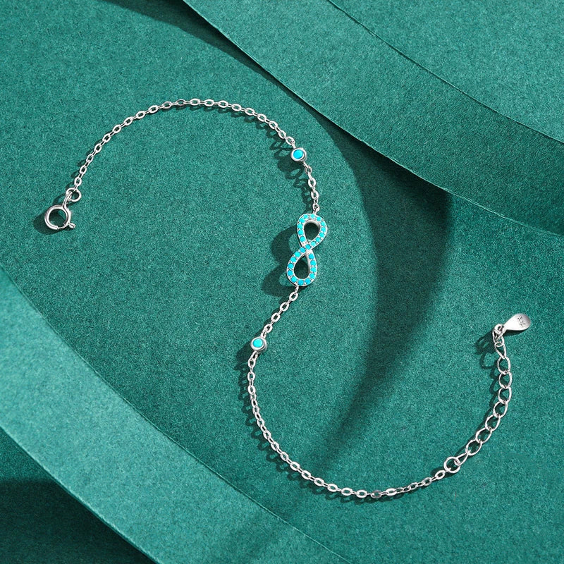 Bracelet Infini Pierre Turquoise | Bracelet Argent Femme