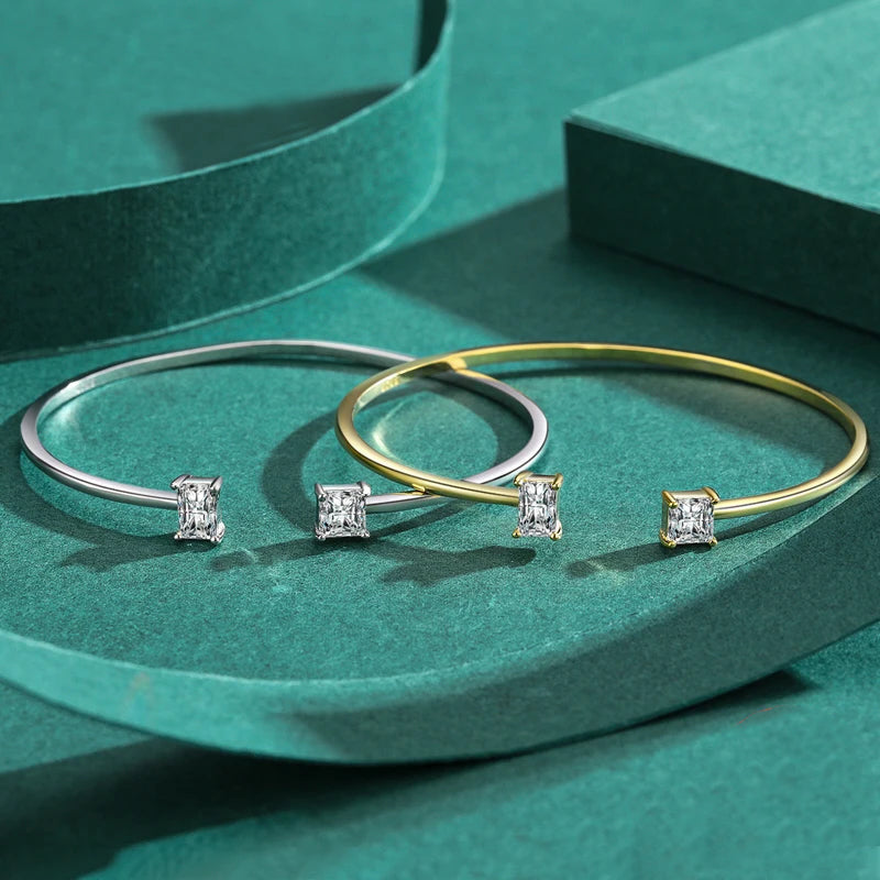 Bracelet Jonc en Argent pour Femme Zircons