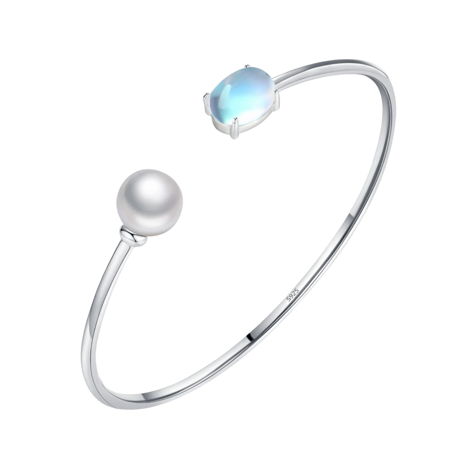 Bracelet Pierre de Lune Argent et Perles de culture