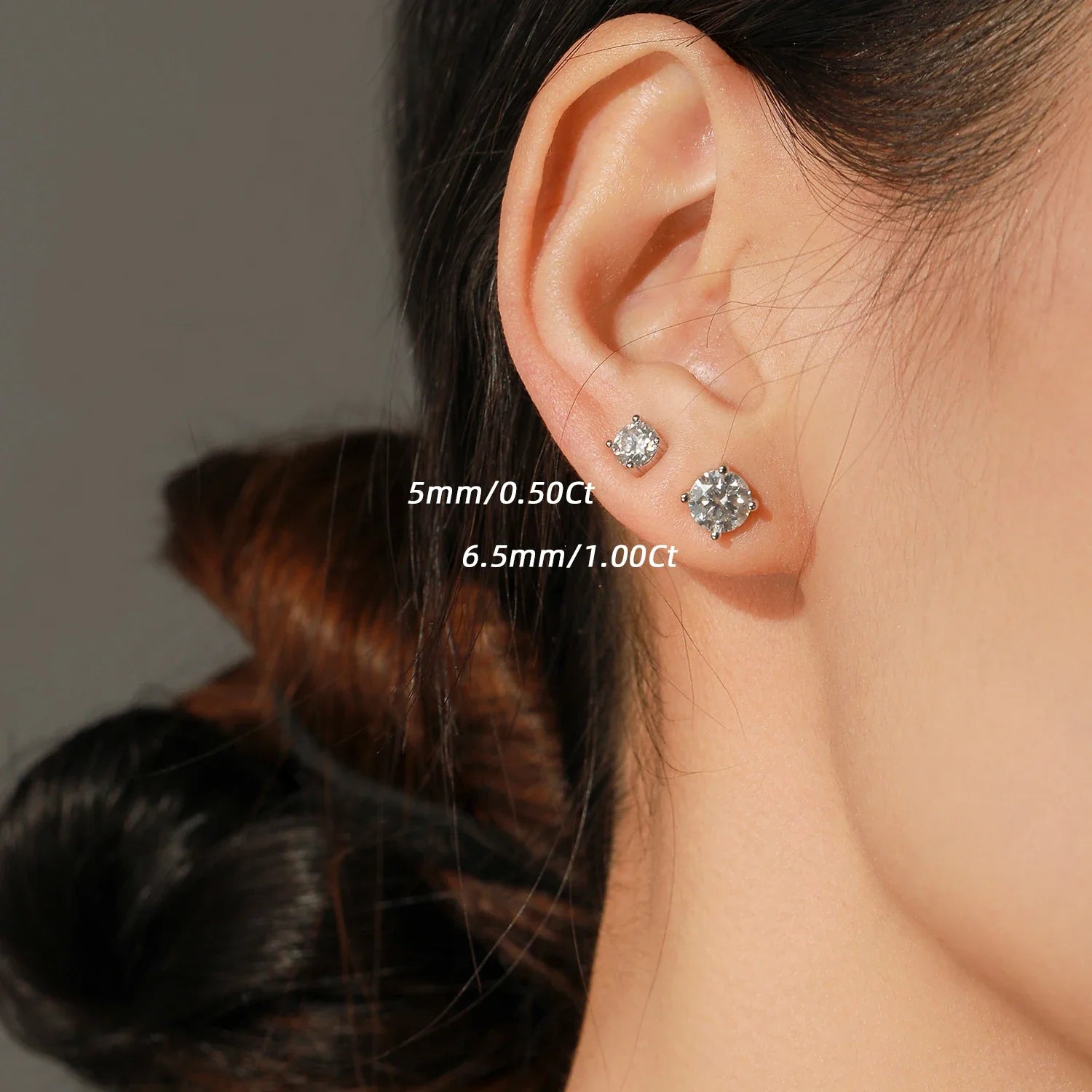 Clous d’oreilles Argent | Boucles d’oreilles Moissanite