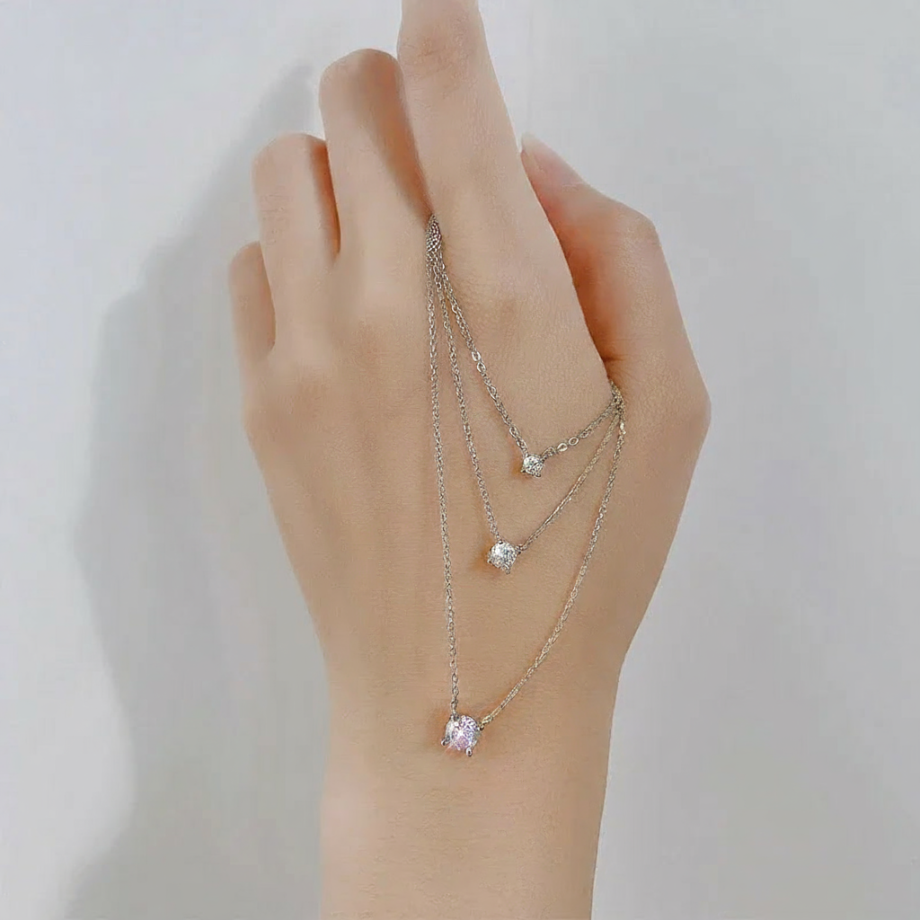 Collier Argent pour Femme Diamant Solitaire