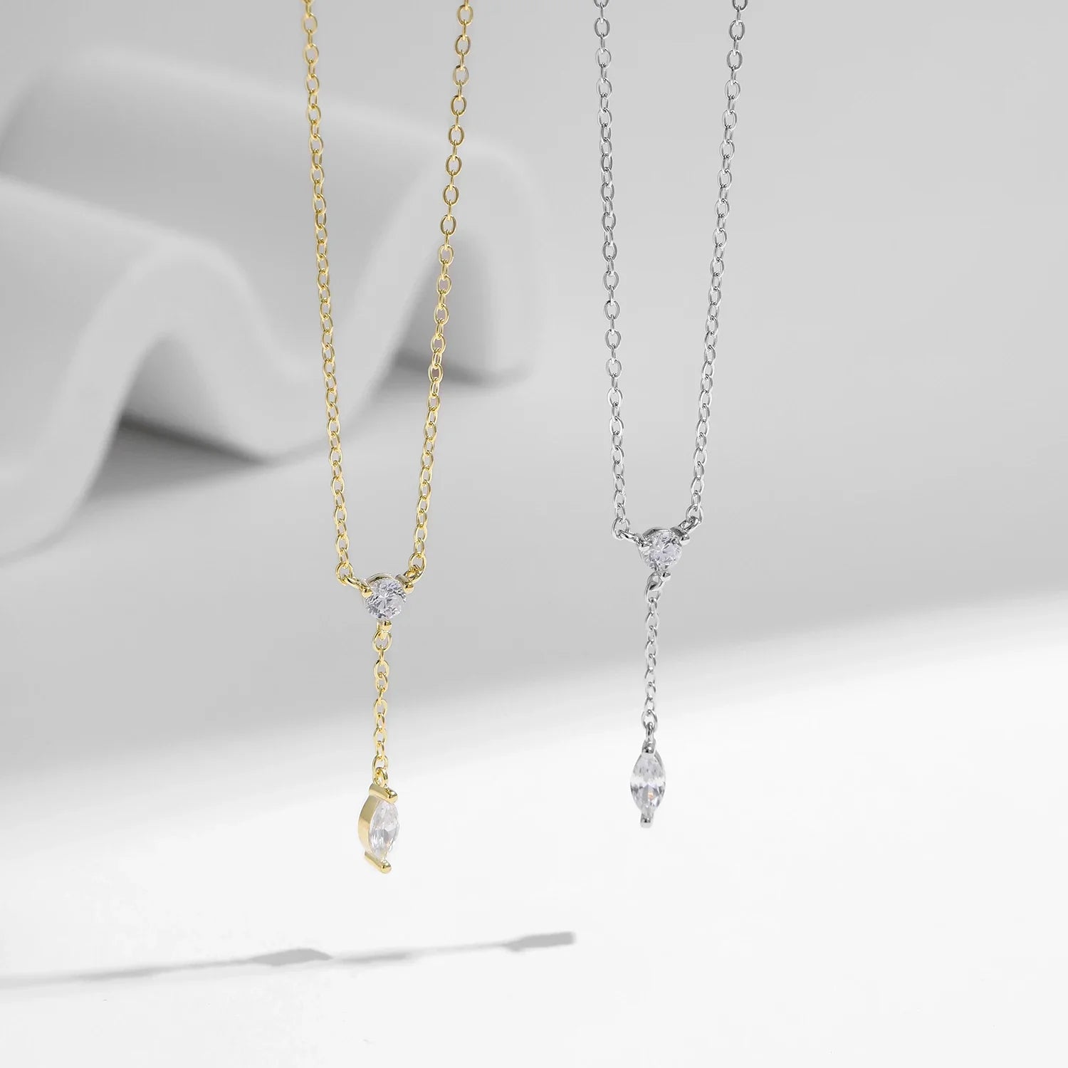 Collier cravate Argent Zircon | Bijou Femme
