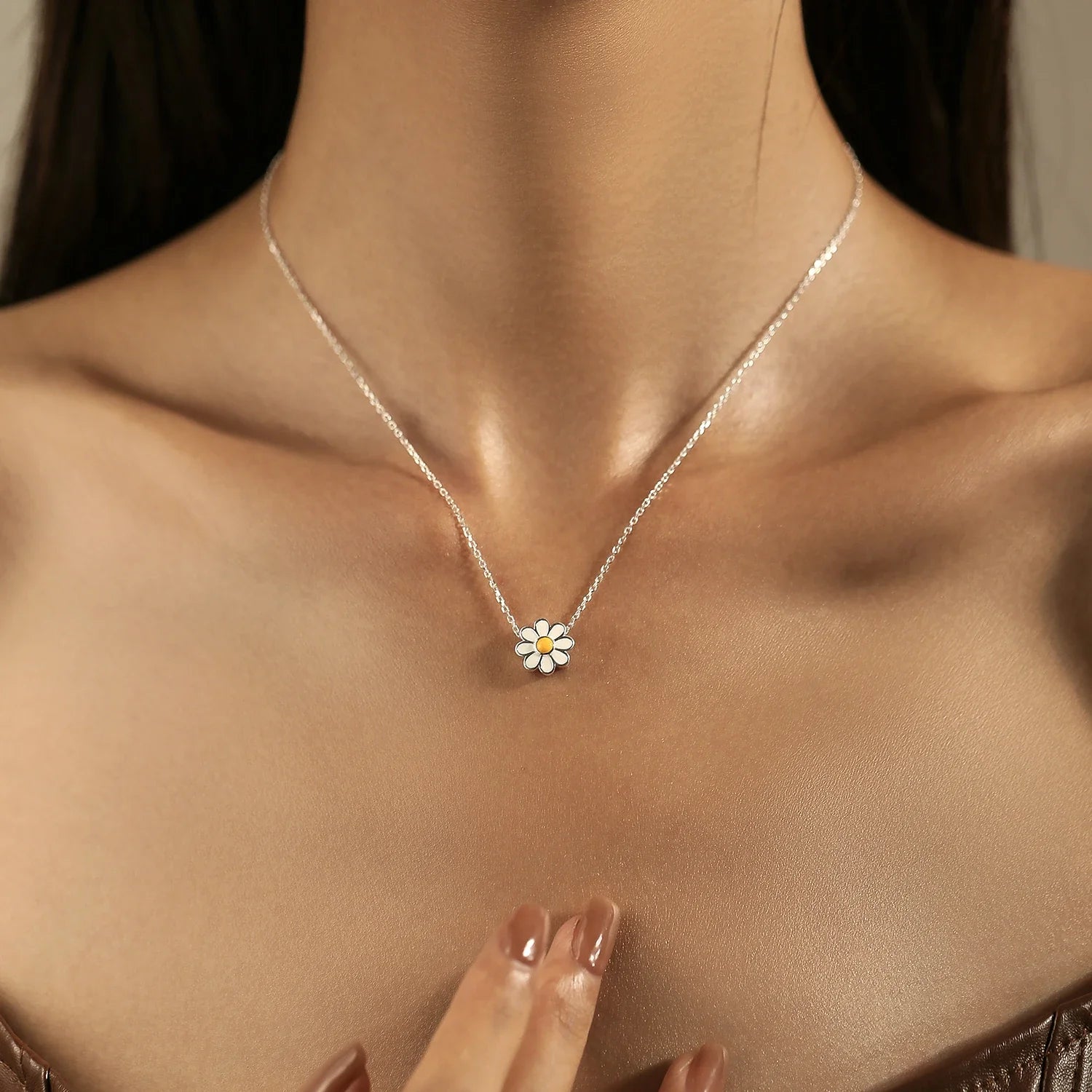Collier Paquerette | Collier Argent Pour Femme | Pendentif